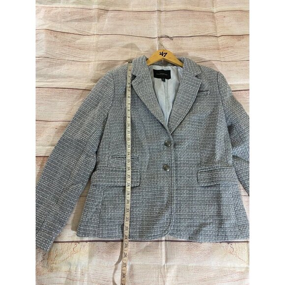 Banana Republic Women's Grey Textured Pop C Basket Weave Blazer - 12 - Picture 5 of 12